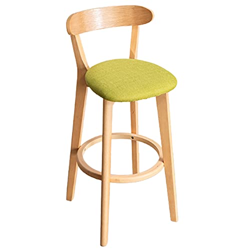 erkebspm Ergonomischer Barhocker aus massivem Holz, mit runder Fußstütze und abnehmbarem, waschbarem Sitzbezug, für die Heimdekoration (Größe: 61 cm, Farbe: Grün) von erkebspm