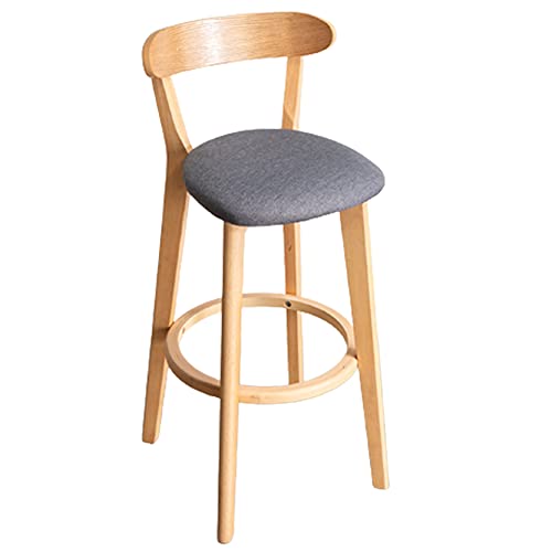 erkebspm Ergonomischer Barhocker aus massivem Holz, mit runder Fußstütze und abnehmbarem, waschbarem Sitzbezug, für die Heimdekoration (Größe: 71 cm, Farbe: Dunkelgrau) von erkebspm