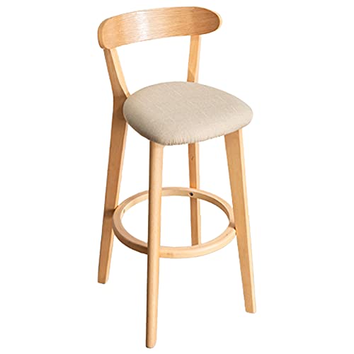 erkebspm Ergonomischer Barhocker aus massivem Holz, mit runder Fußstütze und abnehmbarem, waschbarem Sitzbezug, für die Heimdekoration (Größe: 81 cm, Farbe: Khaki) von erkebspm