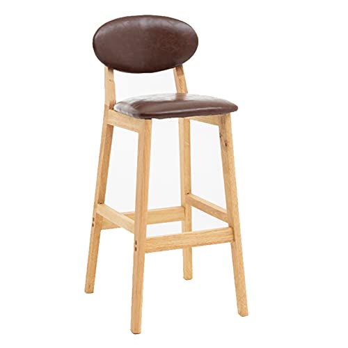 erkebspm Hocker Massivholz-Esszimmerstuhl mit bequemer Rückenlehne, einfach zu installierender Barstuhl für die Theke im Café, Sitzhöhe 72 cm (Farbe: Braun) von erkebspm
