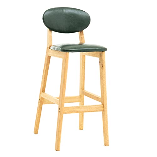 erkebspm Hocker Massivholz-Esszimmerstuhl mit bequemer Rückenlehne, einfach zu installierender Barstuhl für die Theke im Café, Sitzhöhe 72 cm (Farbe: Dunkelgrün) von erkebspm