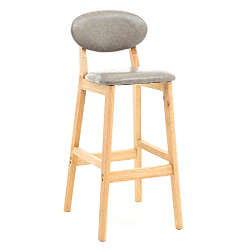 erkebspm Hocker Massivholz-Esszimmerstuhl mit bequemer Rückenlehne, einfach zu installierender Barstuhl für die Theke im Café, Sitzhöhe 72 cm (Farbe: Grau) von erkebspm
