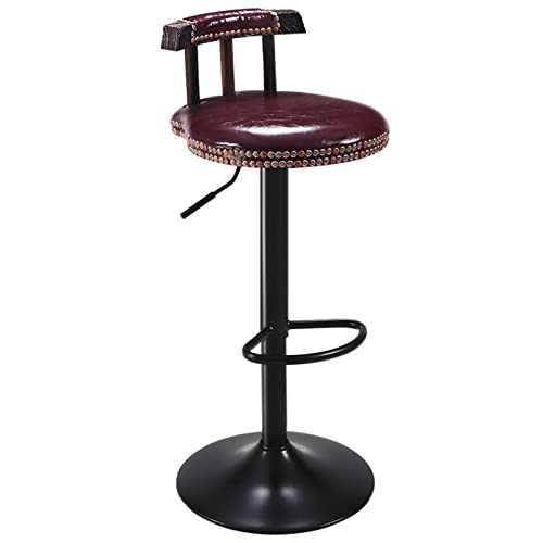erkebspm Höhenverstellbarer Barhocker für Zuhause, Schönheitssalon, Drehstuhl aus karbonisiertem Holz, Bequeme Fußstütze, stabile Basis, Höhe 60–80 cm (Farbe: Braun) von erkebspm