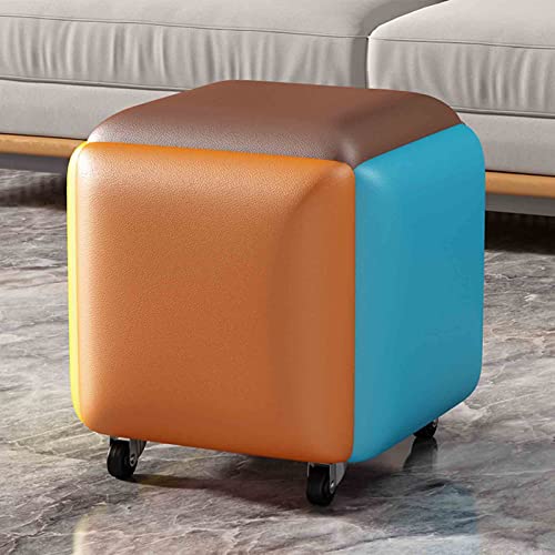 erkebspm Kombination Magic Cube Hocker 5 in 1 Stuhl, Home Wohnzimmer Esszimmer Sofa Aufbewahrung Osmanen mit Nappaledersitz und Drehrädern, 5 Farben (Größe: 38 x 38 x 34 cm) von erkebspm