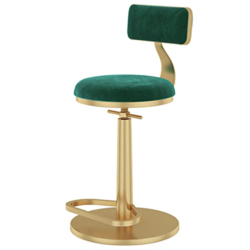 erkebspm Küchenhocker, Drehstuhl, Verstellbarer Barhocker mit Abnehmbarer Rückenlehne, goldene Fußstütze und Metallbasis, Wohnmöbel, Esszimmerhocker (Größe: 45–60 cm, Farbe: Grün) von erkebspm