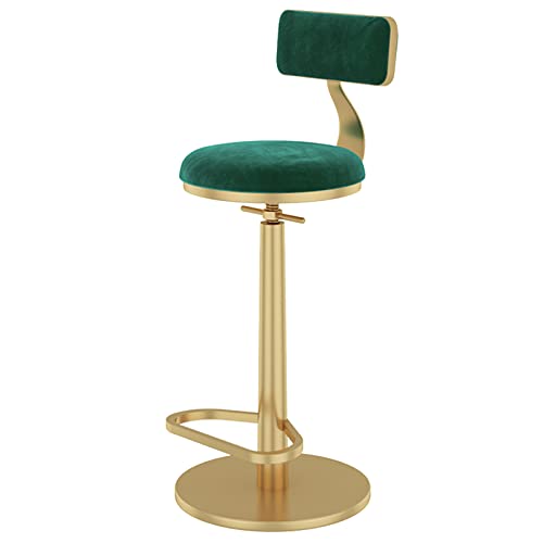 erkebspm Küchenhocker, Drehstuhl, Verstellbarer Barhocker mit Abnehmbarer Rückenlehne, goldene Fußstütze und Metallbasis, Wohnmöbel, Esszimmerhocker (Größe: 65–80 cm, Farbe: Grün) von erkebspm
