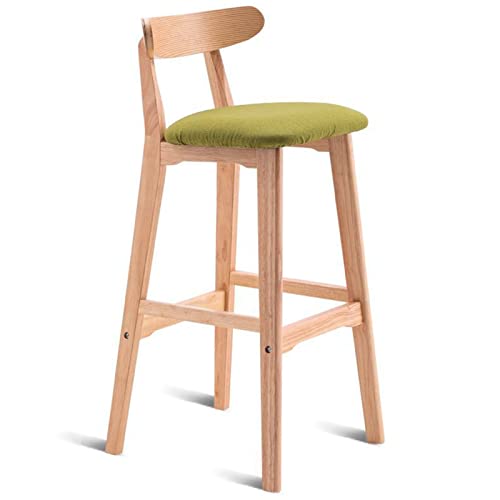 erkebspm Massivholz-Barhocker, Kücheninsel, Restaurant-Barstuhl mit Rückenlehne, Sitzkissen aus Baumwollleinen und abnehmbarem Sitzbezug (Größe: 72 cm, Farbe: Grasgrün) von erkebspm