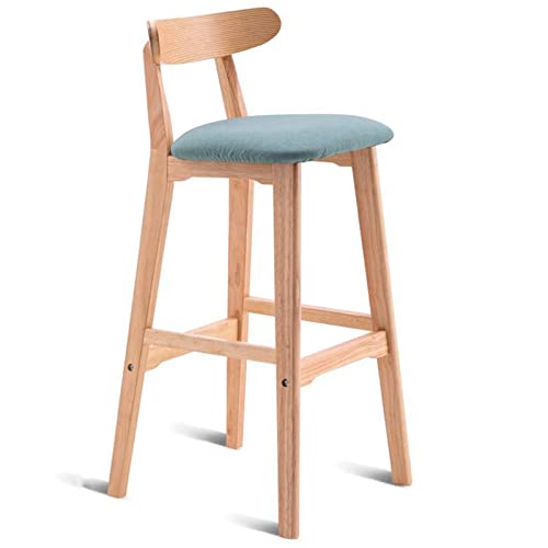 erkebspm Massivholz-Barhocker, Kücheninsel, Restaurant-Barstuhl mit Rückenlehne, Sitzkissen aus Baumwollleinen und abnehmbarem Sitzbezug (Größe: 72 cm, Farbe: Grün) von erkebspm