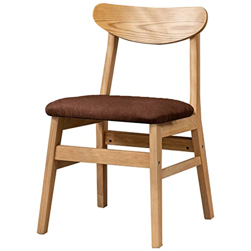 erkebspm - Massivholz-Frühstücksstuhl, Küchen- und Esszimmerhocker mit Rückenlehne, Kissen aus Baumwollleinen und Stuhlgestell in Holzfarbe, Sitzhöhe 44 cm (Farbe: Braun) von erkebspm