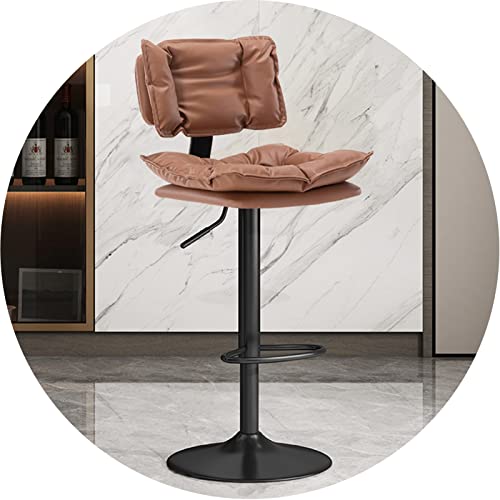 erkebspm Metall-Barhocker, Drehstuhl, verstellbar von 63–83 cm, Moderne Barhocker für Schönheitssalons mit weicher Rückenlehne, Nappaleder und Fußstützenbasis (Farbe: Braun) von erkebspm