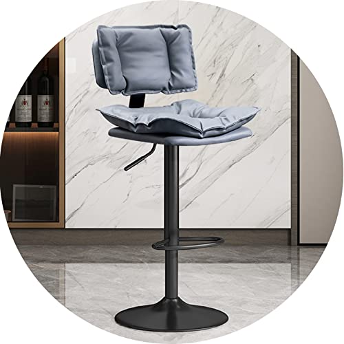 erkebspm Metall-Barhocker, Drehstuhl, verstellbar von 63–83 cm, Moderne Barhocker für Schönheitssalons mit weicher Rückenlehne, Nappaleder und Fußstützenbasis (Farbe: Grau) von erkebspm