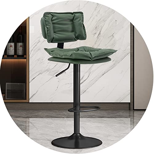 erkebspm Metall-Barhocker, Drehstuhl, verstellbar von 63–83 cm, Moderne Barhocker für Schönheitssalons mit weicher Rückenlehne, Nappaleder und Fußstützenbasis (Farbe: Grün) von erkebspm