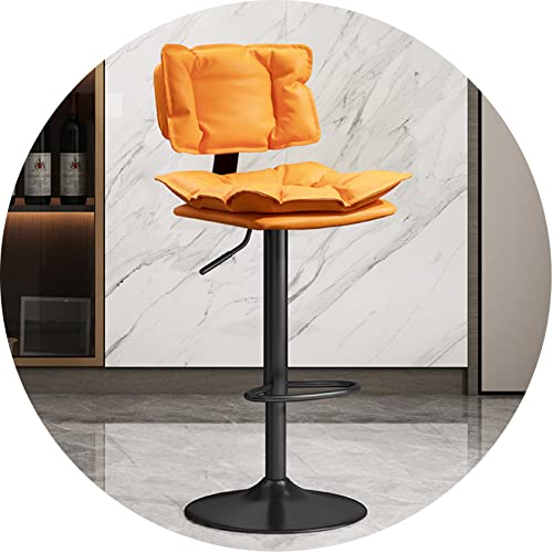 erkebspm Metall-Barhocker, Drehstuhl, verstellbar von 63–83 cm, Moderne Barhocker für Schönheitssalons mit weicher Rückenlehne, Nappaleder und Fußstützenbasis (Farbe: Orange) von erkebspm