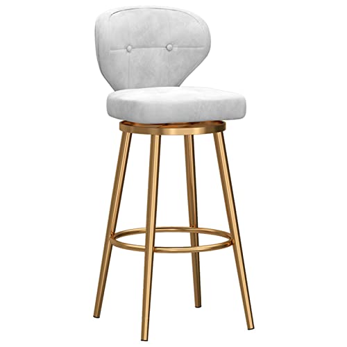 erkebspm Metall-Barhocker, Samtsitz, Drehstuhl mit runder Fußstütze und goldenen Beinen, Wohnmöbel, Esszimmer, Küche, Schönheitssalon, Barhocker (Größe: 65 cm, Farbe: Weiß) von erkebspm