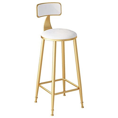 erkebspm Metall-Barstuhl für Küchentheke und Esszimmer mit gepolstertem Sitz, Fußstütze und Rückenlehne, Sitzhöhe 75 cm (Farbe: Weiß) von erkebspm