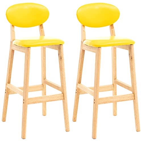 erkebspm Moderne Esszimmerstühle, 2er-Set, Kücheninsel, Massivholzhocker, Möbel mit PU-Rückenlehne, Sitzkissen, Sitzhöhe 72 cm (Farbe: Gelb) von erkebspm