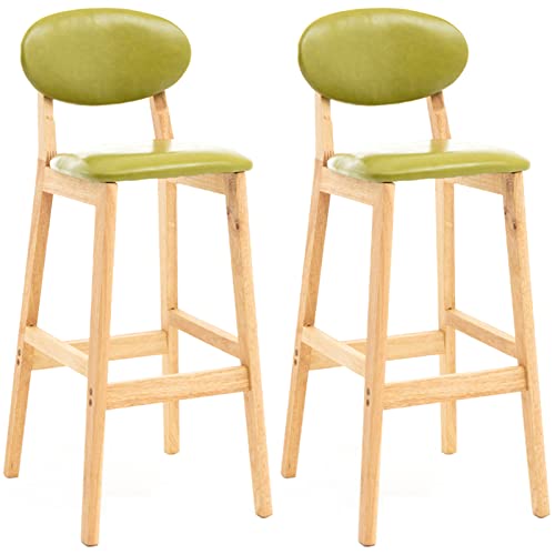 erkebspm Moderne Esszimmerstühle, 2er-Set, Kücheninsel, Massivholzhocker, Möbel mit PU-Rückenlehne, Sitzkissen, Sitzhöhe 72 cm (Farbe: Grün) von erkebspm
