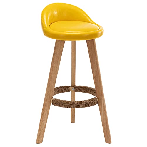 erkebspm Moderner, einfacher Barhocker aus Massivholz mit Rückenlehne, PU-Kissen, Bequeme Fußstütze, Sitzhöhe 70 cm (Farbe: Gelb) von erkebspm