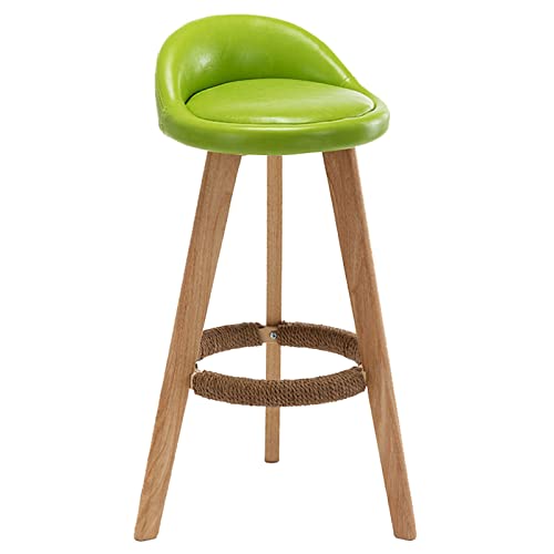 erkebspm Moderner, einfacher Barhocker aus Massivholz mit Rückenlehne, PU-Kissen, Bequeme Fußstütze, Sitzhöhe 70 cm (Farbe: Grün) von erkebspm