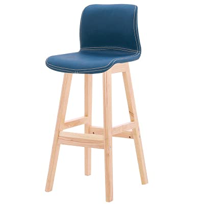 erkebspm Moderner Barstuhl aus massivem Holz mit stabilen Beinen und rutschfestem Fußpolster für die Theke im Restaurant (Größe: 72 cm, Farbe: Blau) von erkebspm