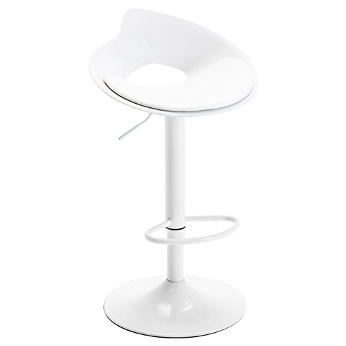 erkebspm Moderner Drehstuhl, verstellbare Hocker, Theken-Rezeption-Barhocker mit PP-Rückenlehne und PU-Sitzkissen, Höhe 59–79 cm (Farbe: Weiß) von erkebspm
