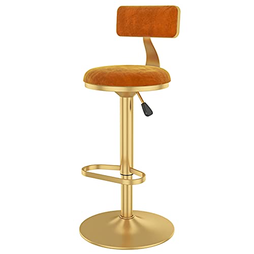 erkebspm Moderner Drehstuhl mit Samtrückenlehne, Fußstütze mit goldenen Beinen und vergrößerter Basis, höhenverstellbar 60–80 cm (Farbe: Orange) von erkebspm