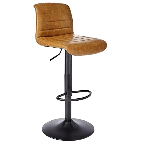 erkebspm Moderner anhebbarer Barhocker PU-Drehstuhl Home Beauty Salon Ergonomische Rückenlehne und Metallgestell, höhenverstellbar 62-84 cm (Farbe: Braun) von erkebspm