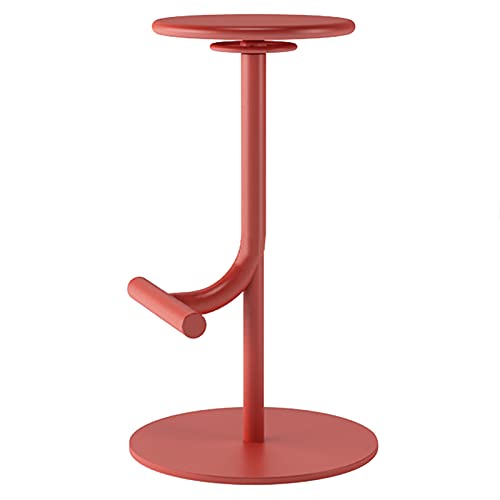 erkebspm Moderner runder Barstuhl, drehbarer Barhocker mit Griff, gebogenen Pedalen und Stabiler Basis hoch, höhenverstellbar 65–80 cm (Farbe: Rot) von erkebspm