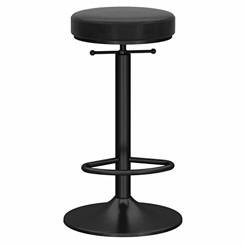 erkebspm Moderner schmiedeeiserner Hocker für Zuhause, Restaurant, Bar, Rezeption, Lift-Drehstuhl mit Gestell, Sitzhöhe verstellbar 65–80 cm (Farbe: Schwarz) von erkebspm