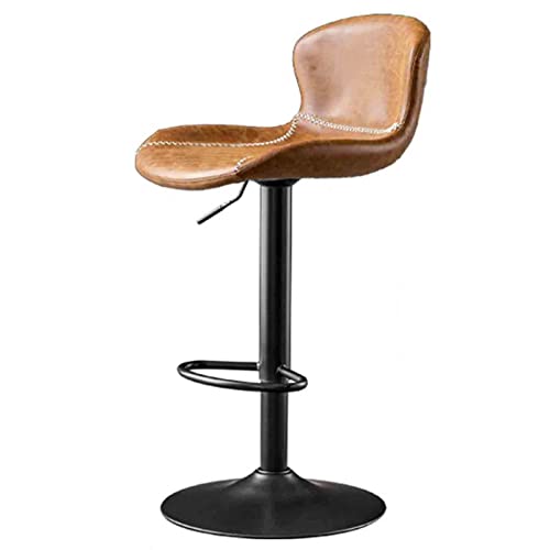 erkebspm Retro-Barhocker, Drehstuhl mit weicher Rückenlehne und Fußstütze aus Metall, Barhocker für Küche, Frühstück, Schönheitssalons, verstellbar 58–78 cm (Farbe: Braun) von erkebspm