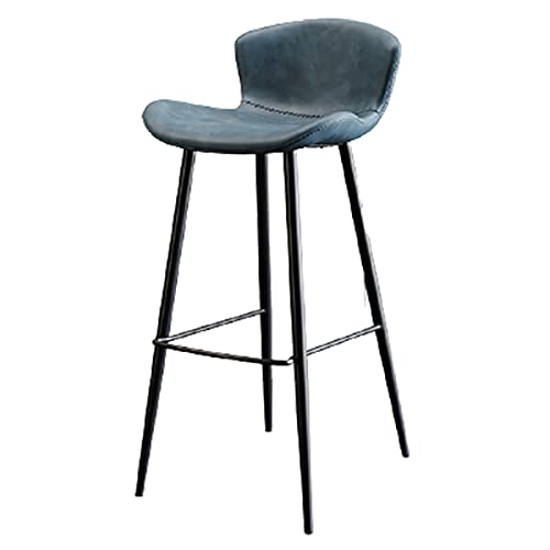 erkebspm Retro-Barstuhl aus Metall mit Rückenlehne und Stabiler Fußstütze für die Dekoration der Thekenbar im Restaurant, Sitzhöhe 75 cm (Farbe: Blau) von erkebspm