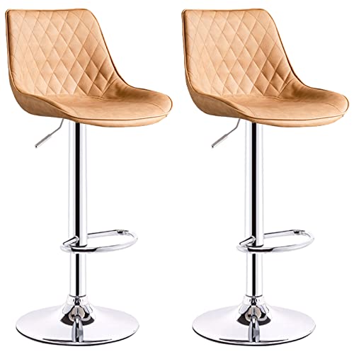 erkebspm Retro-Drehstühle, 2 Stück, Barhocker, Restaurant-Theken-Empfangshocker mit Rückenlehne, Fußstütze und Gestell, verstellbar 60–80 cm (Farbe: Braun) von erkebspm