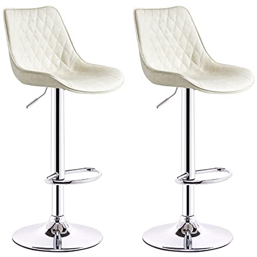 erkebspm Retro-Drehstühle, 2 Stück, Barhocker, Restaurant-Theken-Empfangshocker mit Rückenlehne, Fußstütze und Gestell, verstellbar 60–80 cm (Farbe: Weiß) von erkebspm