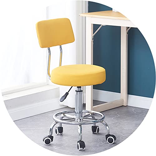 erkebspm Rollbarer Barhocker, Drehstuhl mit Rückenlehne, Bürostühle für die Heimtheke, runder Sitz und Räder aus PU-Leder, höhenverstellbar 47–55 cm (Farbe: Rosa) von erkebspm