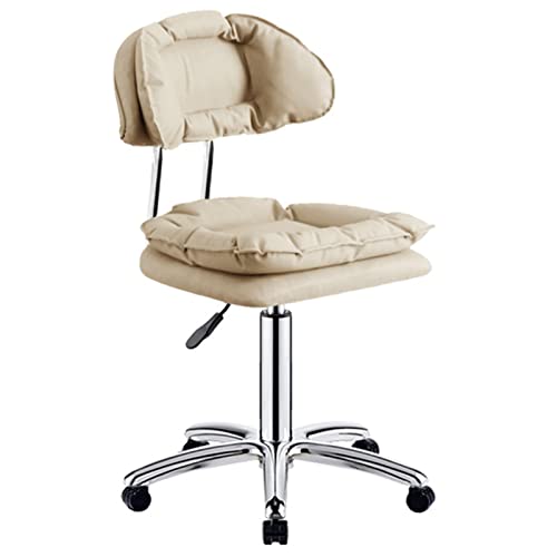 erkebspm Rolling Chair Company Beauty Nail Lifting Drehstuhl Barhocker mit PP-Griff und drehbarer Rolle, verstellbar 47–62 cm (Farbe: Beige) von erkebspm