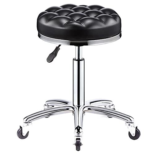 erkebspm Rotierender moderner Bar-Esszimmerstuhl, Coffee-Shop-Theken-Barstuhl mit schwammweicher PU-Sitzfläche und stabilen 5 Krallen, anhebbar 42–55 cm (Farbe: Schwarz) von erkebspm