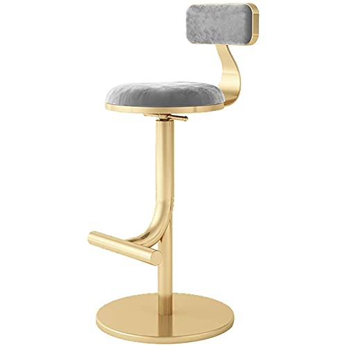 erkebspm Samt-Barstuhl, abnehmbare Rückenlehne, drehbarer Griff, Barhocker mit gebogenen Pedalen und Stabiler Basis, höhenverstellbar 65–80 cm (Farbe: Rosa) von erkebspm