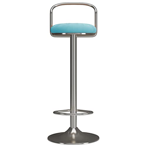erkebspm Verstellbarer Barhocker-Stuhl mit drehbarer Rückenlehne, Metallfußstütze und runder Basis, Home Beauty Salon Kitchen Island Dining Barhocker (Größe: 65–80 cm, Farbe: Hellblau) von erkebspm