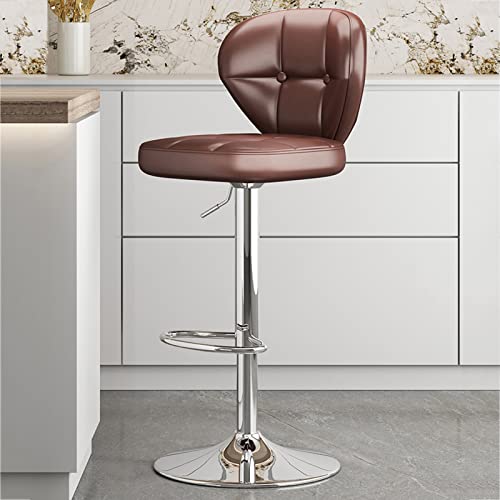 erkebspm Verstellbarer Hocker, moderner Drehstuhl, Wohnmöbel, Büro, Rezeption, Barhocker mit Rückenlehne und Fußstütze, Sitzhöhe 62–82 cm (Farbe: Braun) von erkebspm