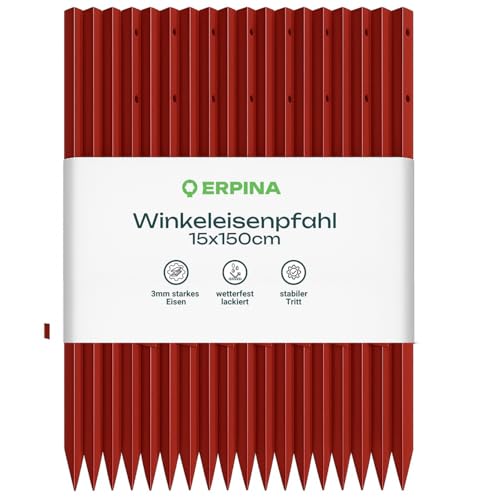 Winkeleisenpfahl 150cm 15er Pack - der robuste Weidezaunpfahl für harte Böden verleiht dem Weidezaun sicheren Halt - für die langlebige und sichere Einzäunung von Weideflächen. (15, 150cm) von erpina