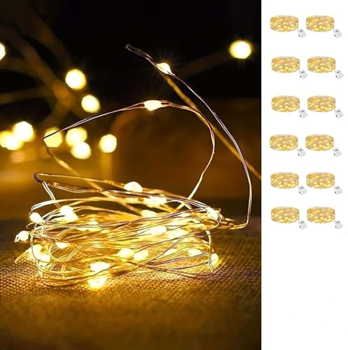LED Mini Lichterkette mit Batterie, 6/12 PCS Lichterkette außen Batterie, 3 M 30 Micro DIY kleine Lichterketten für Party Hochzeit Weihnachten Beleuchtung Deko (WarmWeiß/Mehrfarbig) von errcom