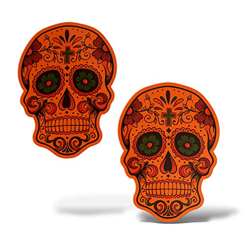 ERREINGE Aufkleber, Farbe: Orange, 10 cm, Totenkopf, Heilige Mitterte, Wandtattoo, Vinyl, Laptop, Auto, Motorrad, Wohnmobil von erreinge