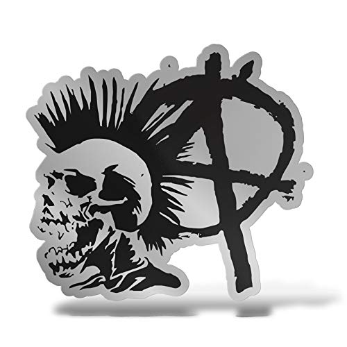 ERREINGE Geformter Sticker Silber 30 cm - Totenkopf Punk Anarchy Skull - Aufkleber Wandtattoo Vinyl Laptop Auto Motorrad Helm Wohnmobil von erreinge