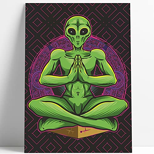 ERREINGE - Poster Kunstdruck Aliena UFO AREA51 Yoga für Wohnzimmer, Küche, Wand, Schlafzimmer, Studio, Schlafzimmer von erreinge