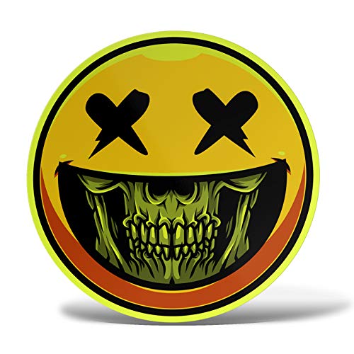 ERREINGE Sticker Neongelb 10 cm - Smile Totenkopf Skull - Aufkleber Wandtattoo Vinyl Laptop Auto Motorrad Helm Wohnmobil von erreinge