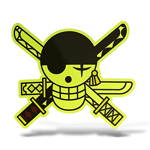 ERREINGE Sticker aus Neongelb, 25 cm – One Piece Pirat – Aufkleber Wandtattoo Vinyl Laptop Auto Motorrad Helm Wohnmobil von erreinge