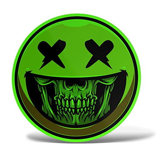 ERREINGE Sticker aus Neongrün, 15 cm – Smiley Totenkopf Skull – Aufkleber aus Vinyl für Wand, Laptop, Auto, Motorrad, Wohnmobil von erreinge