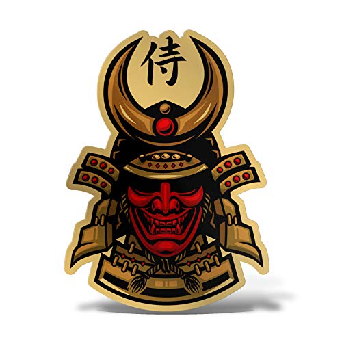 Erreinge® Aufkleber Gold 15 cm Demone Samurai Japan Yokai Sticker bedruckt für Auto Motorrad Wand Stoßstange Computer Tragbar Fahrrad von erreinge