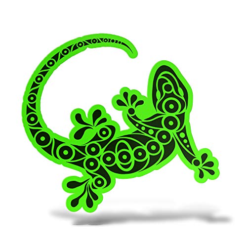 Erreinge® Aufkleber Grün Neongrün 10 cm Lucertola Gecko Tribal Sticker bedruckt für Auto Motorrad Wand Stoßstange Laptop Fahrrad von erreinge