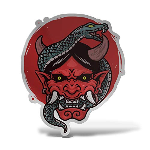 Erreinge® Aufkleber Silber 10 Cm Dämon Japan Samurai-Schlange Aufkleber drucken zu Auto Auto Moto Wand Laptop Gepäck Fahrräder von erreinge